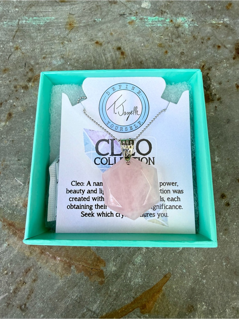 T Jazelle Cleo Collection Rose Quartz Sterling Silver Pendant Necklace - Pink